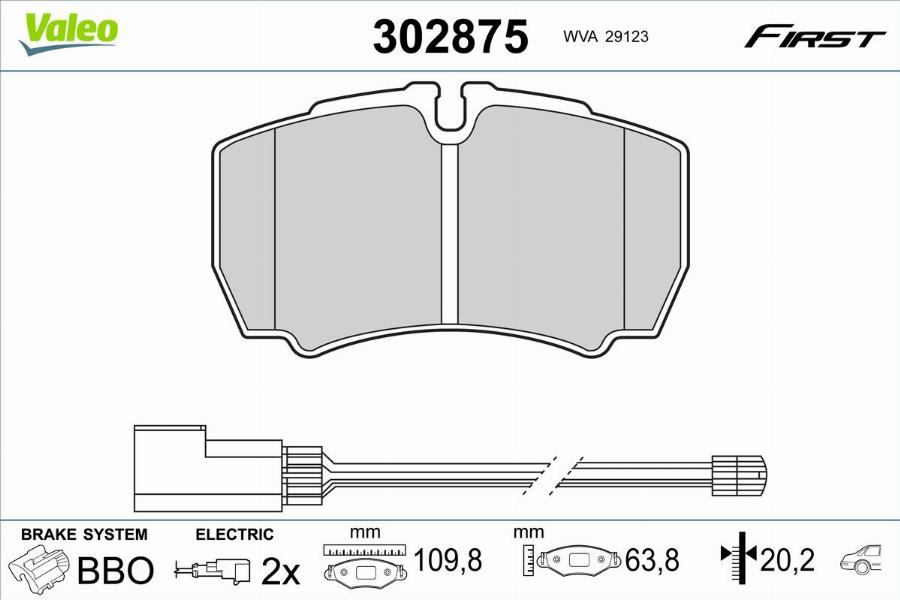 Valeo 302875 - Тормозные колодки, дисковые, комплект avtokuzovplus.com.ua