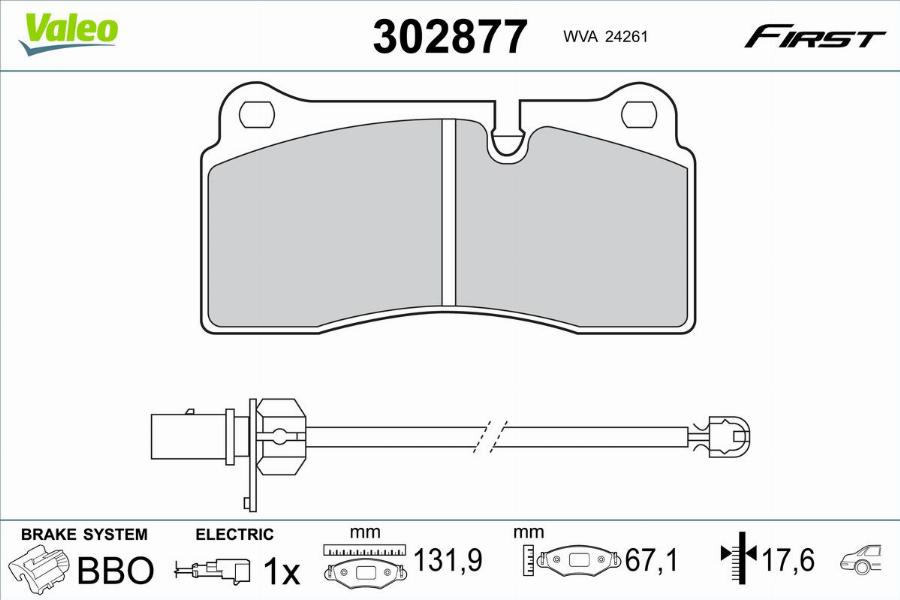 Valeo 302877 - Гальмівні колодки, дискові гальма autocars.com.ua