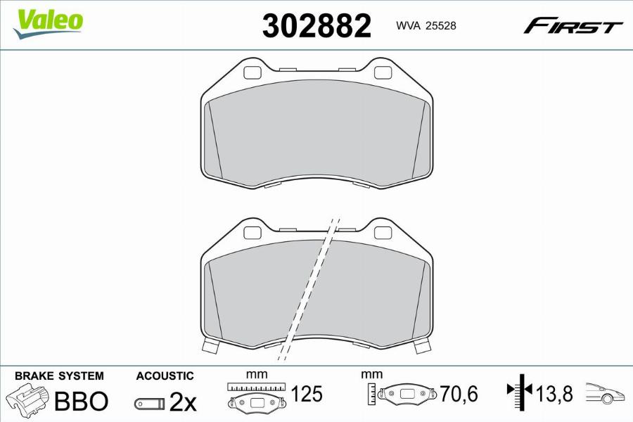 Valeo 302882 - Гальмівні колодки, дискові гальма autocars.com.ua