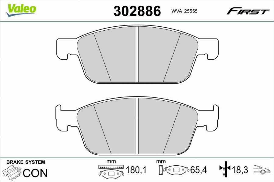 Valeo 302886 - Тормозные колодки, дисковые, комплект autodnr.net