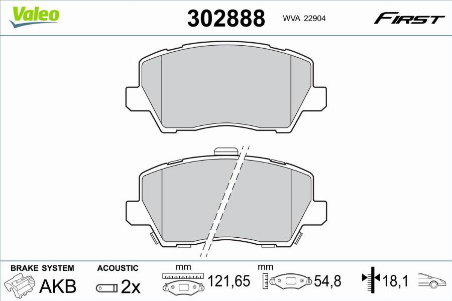 Valeo 302888 - Тормозные колодки, дисковые, комплект avtokuzovplus.com.ua