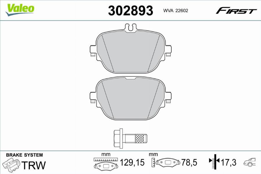 Valeo 302893 - Тормозные колодки, дисковые, комплект avtokuzovplus.com.ua