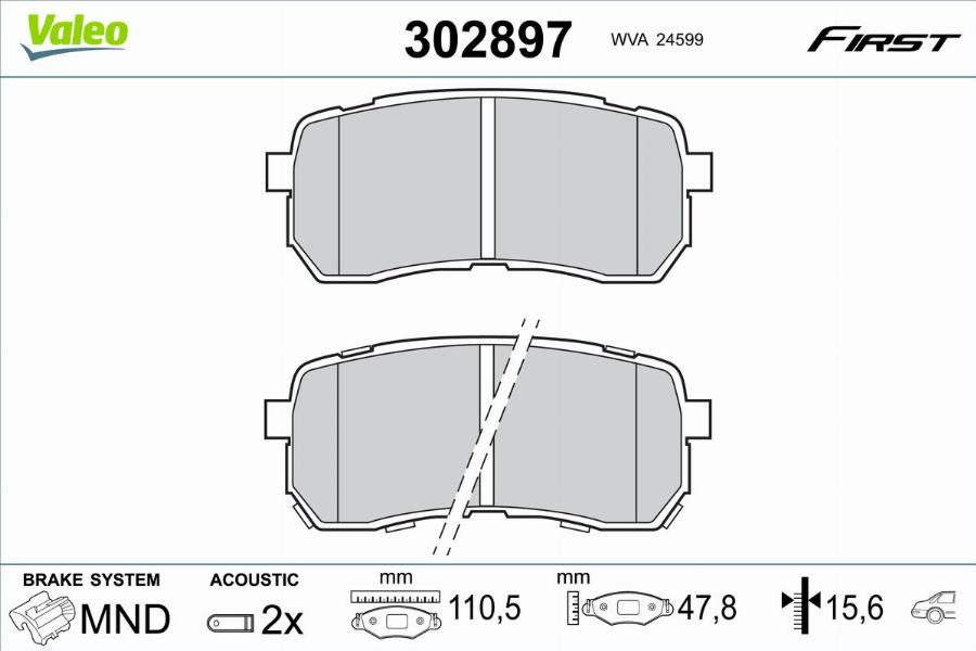 Valeo 302897 - Тормозные колодки, дисковые, комплект autodnr.net