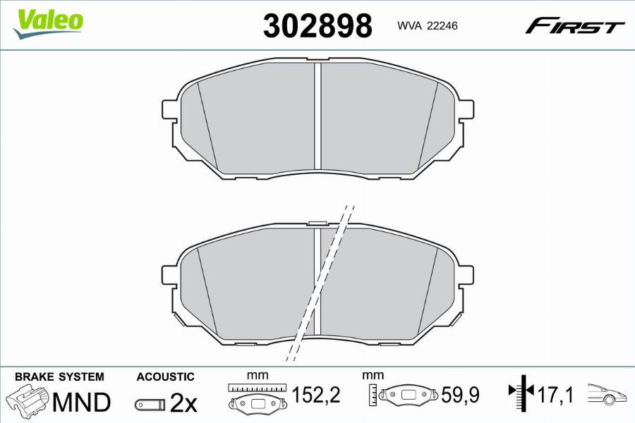 Valeo 302898 - Гальмівні колодки, дискові гальма autocars.com.ua