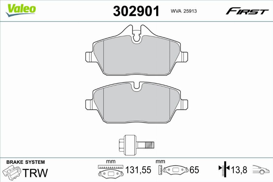 Valeo 302901 - Тормозные колодки, дисковые, комплект autodnr.net