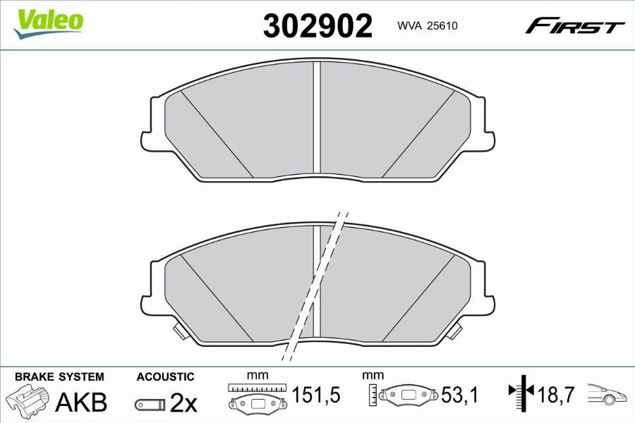 Valeo 302902 - Тормозные колодки, дисковые, комплект autodnr.net