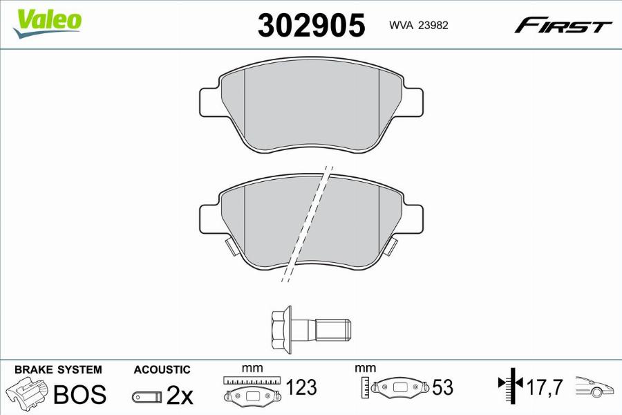 Valeo 302905 - Тормозные колодки, дисковые, комплект autodnr.net