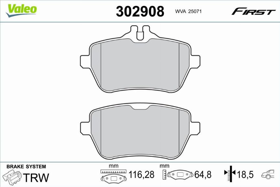 Valeo 302908 - Тормозные колодки, дисковые, комплект autodnr.net