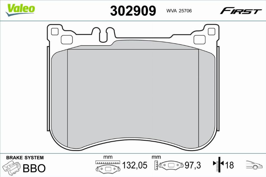 Valeo 302909 - Тормозные колодки, дисковые, комплект avtokuzovplus.com.ua