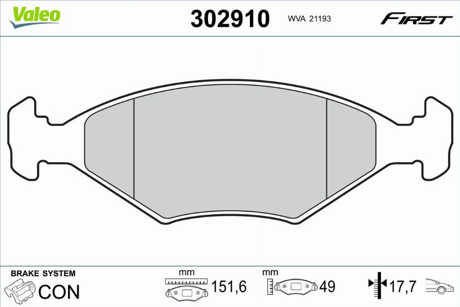 Valeo 302910 - Тормозные колодки, дисковые, комплект autodnr.net