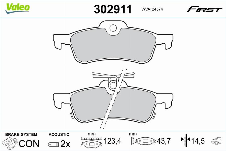 Valeo 302911 - Тормозные колодки, дисковые, комплект autodnr.net