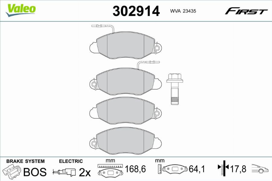 Valeo 302914 - Тормозные колодки, дисковые, комплект autodnr.net