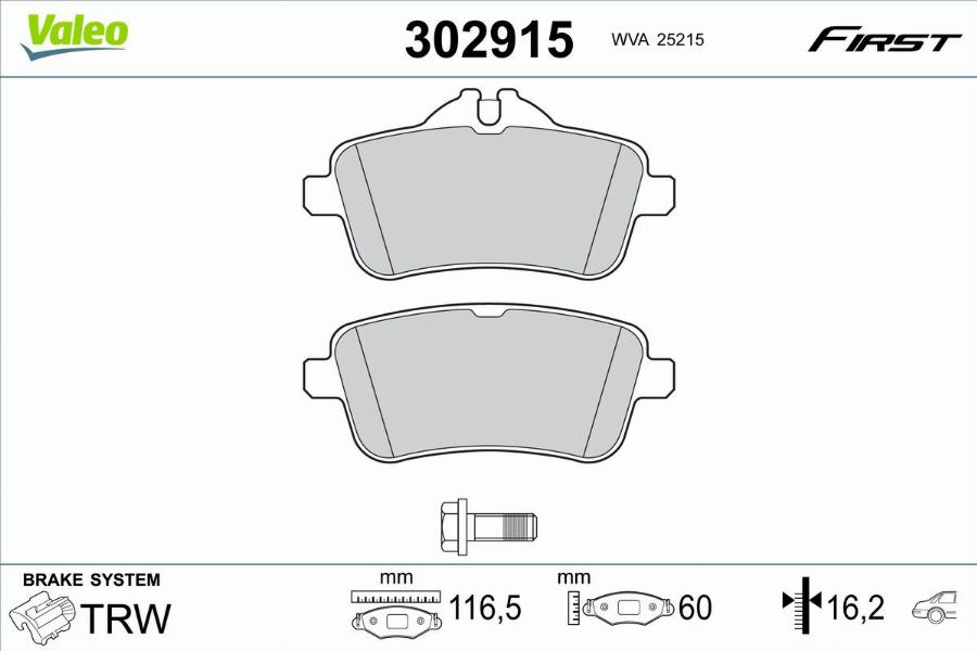 Valeo 302915 - Тормозные колодки, дисковые, комплект autodnr.net