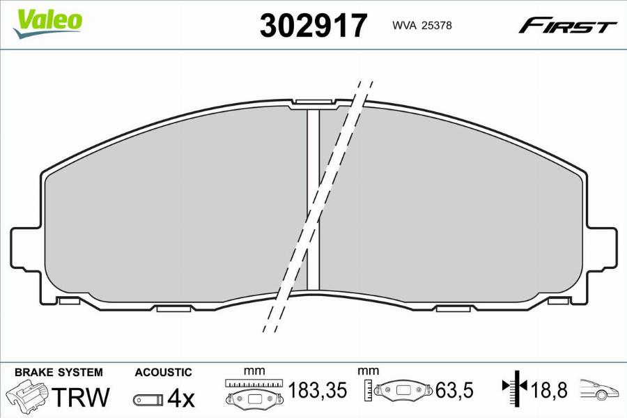 Valeo 302917 - Тормозные колодки, дисковые, комплект autodnr.net