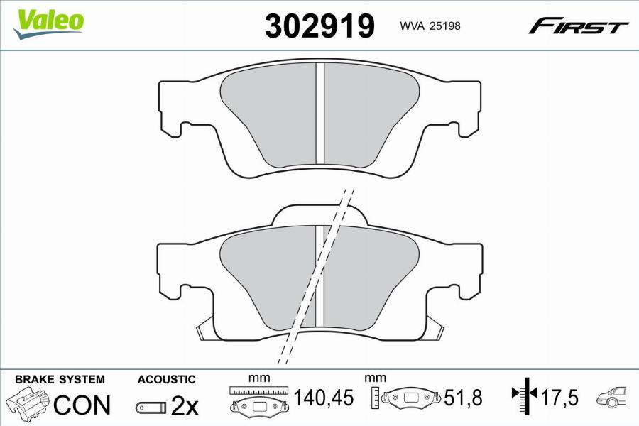 Valeo 302919 - Тормозные колодки, дисковые, комплект avtokuzovplus.com.ua