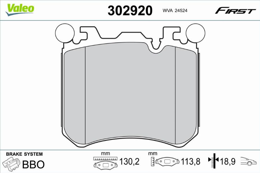 Valeo 302920 - Тормозные колодки, дисковые, комплект avtokuzovplus.com.ua