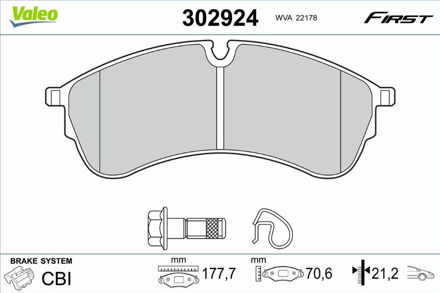 Valeo 302924 - Тормозные колодки, дисковые, комплект avtokuzovplus.com.ua