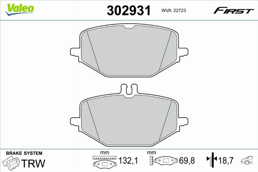 Valeo 302931 - Гальмівні колодки, дискові гальма autocars.com.ua