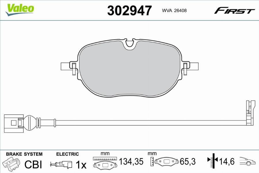 Valeo 302947 - Тормозные колодки, дисковые, комплект autodnr.net