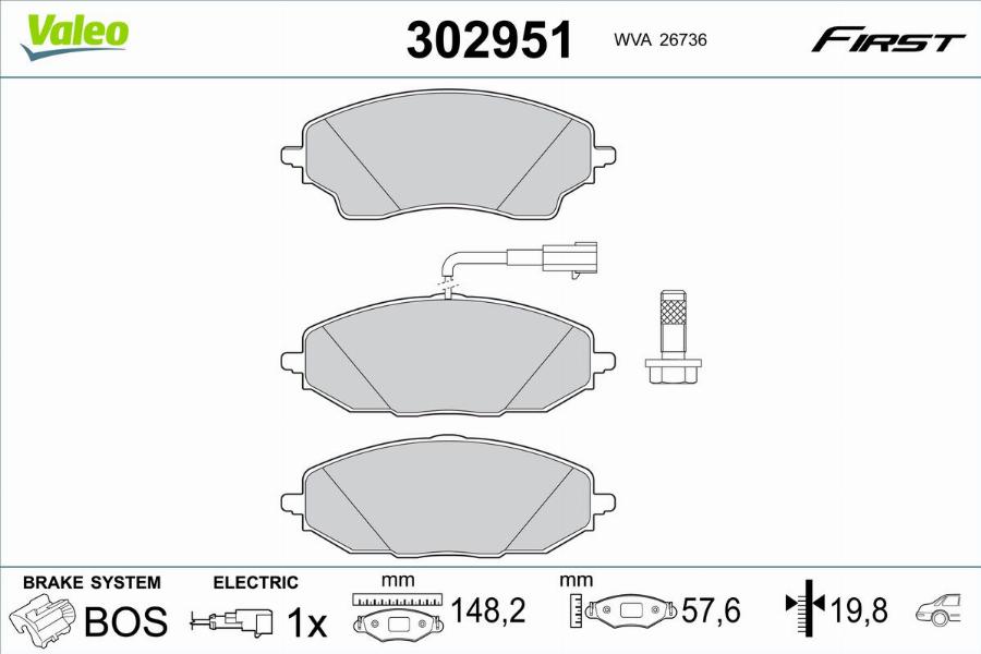 Valeo 302951 - Тормозные колодки, дисковые, комплект avtokuzovplus.com.ua