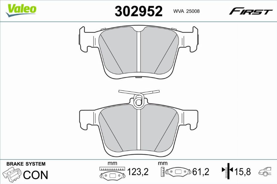 Valeo 302952 - Тормозные колодки, дисковые, комплект autodnr.net