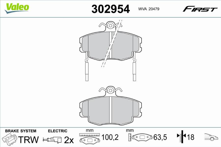 Valeo 302954 - Тормозные колодки, дисковые, комплект autodnr.net