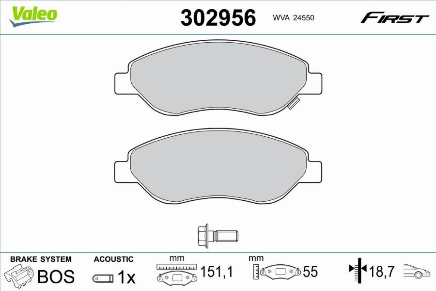 Valeo 302956 - Тормозные колодки, дисковые, комплект autodnr.net