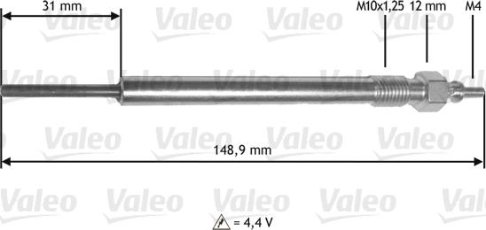 Valeo 345 182 - Свічка розжарювання autocars.com.ua