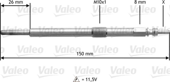 Valeo 345 191 - Свічка розжарювання autocars.com.ua