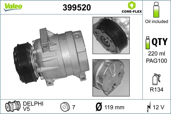 VALEO 399520 - Компресор, кондиціонер autocars.com.ua