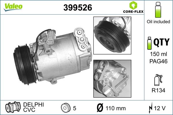 Valeo 399526 - Компрессор кондиционера avtokuzovplus.com.ua