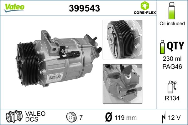 Valeo 399543 - Компрессор кондиционера avtokuzovplus.com.ua