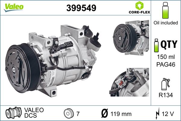 Valeo 399549 - Компрессор кондиционера avtokuzovplus.com.ua