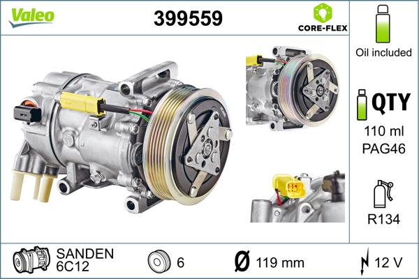 Valeo 399559 - Компрессор кондиционера avtokuzovplus.com.ua