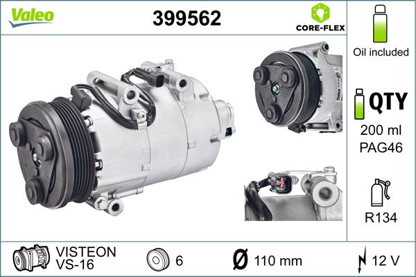 Valeo 399562 - Компресор, кондиціонер autocars.com.ua