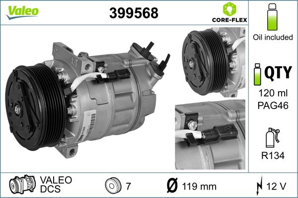 Valeo 399568 - Компресор, кондиціонер autocars.com.ua