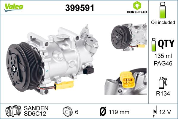 Valeo 399591 - Компрессор кондиционера avtokuzovplus.com.ua