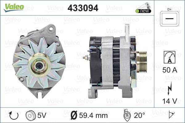 Valeo 433094 - Генератор autocars.com.ua