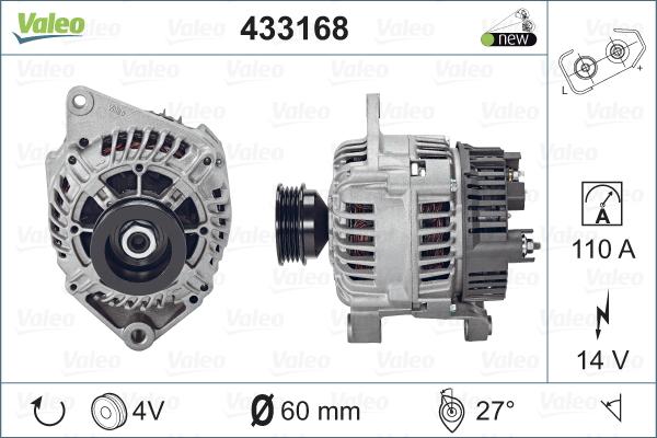 Valeo 433168 - Генератор autocars.com.ua