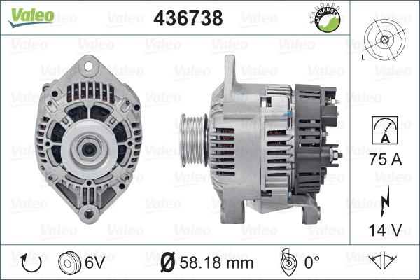 Valeo 436738 - Генератор autocars.com.ua