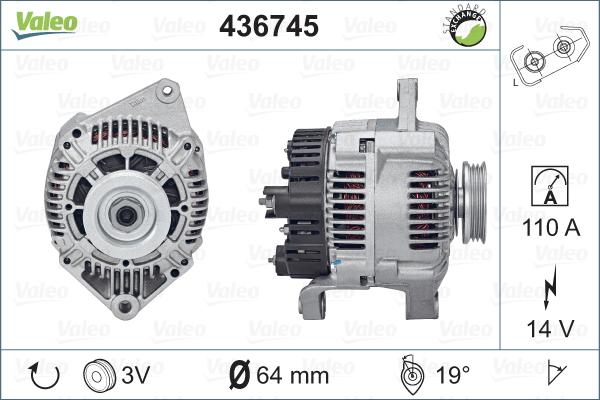 Valeo 436745 - Генератор autocars.com.ua