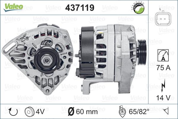 Valeo 437119 - Генератор autocars.com.ua