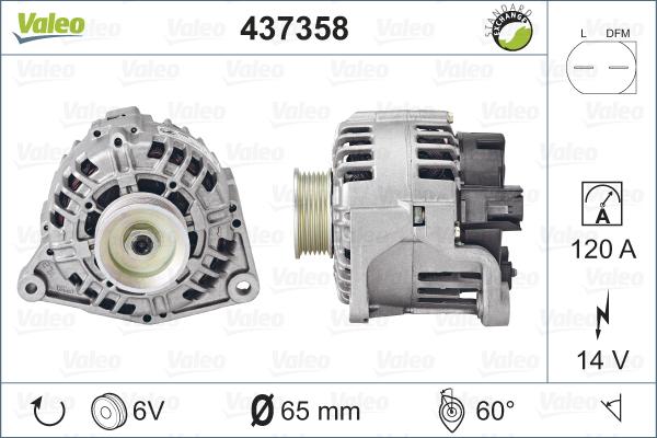 Valeo 437358 - Генератор autocars.com.ua