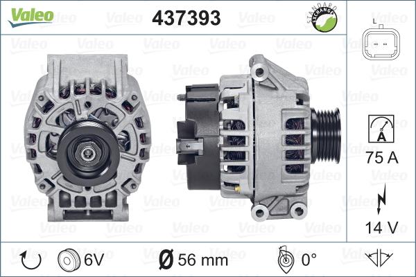 Valeo 437393 - Генератор autocars.com.ua