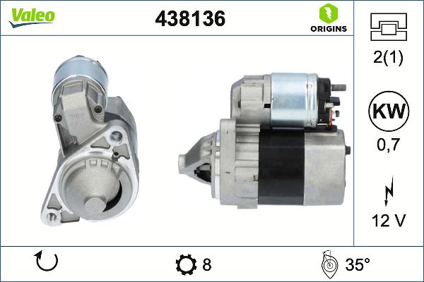 VALEO 438136 - Стартер autocars.com.ua