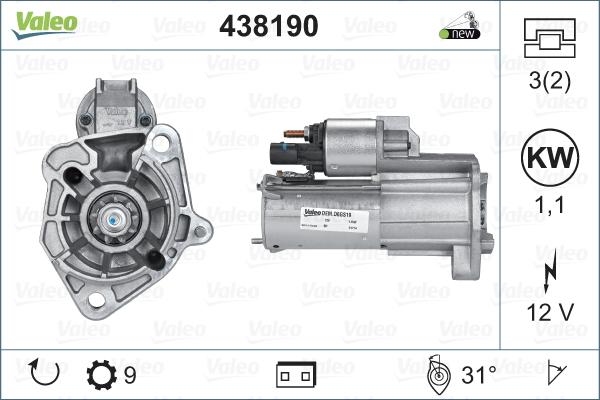 Valeo 438190 - Стартер autocars.com.ua