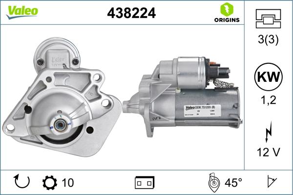 VALEO 438224 - Стартер autocars.com.ua