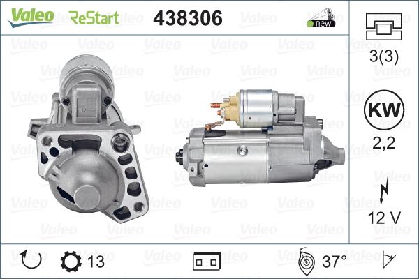 VALEO 438306 - Стартер autocars.com.ua