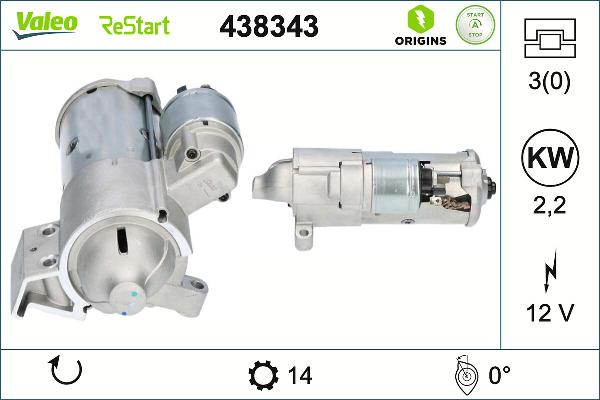 VALEO 438343 - Стартер autocars.com.ua