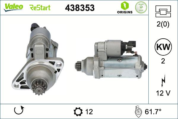 VALEO 438353 - Стартер autocars.com.ua